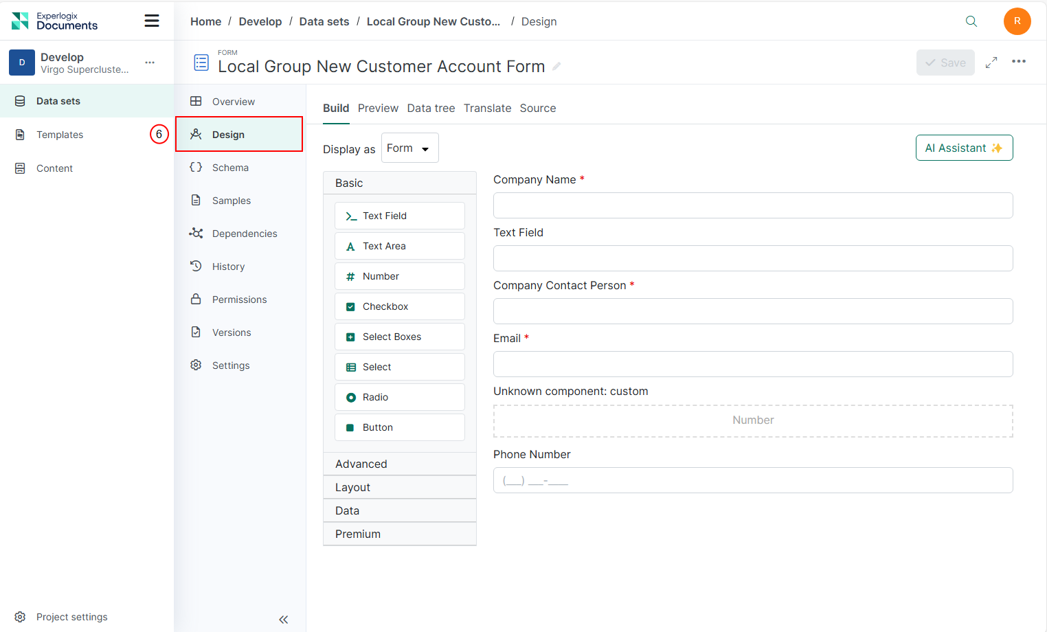 build tab to design your form