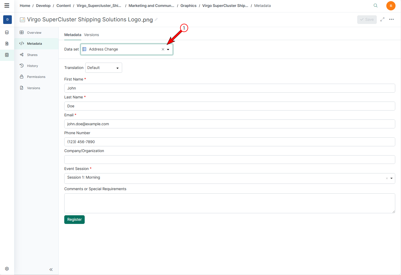Step for unlinking the metadata