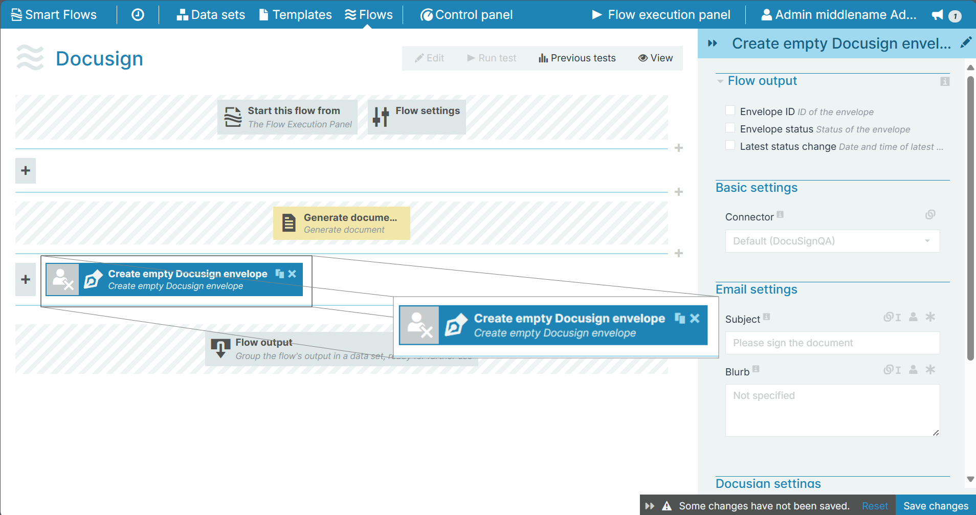create empty DocuSign envelope