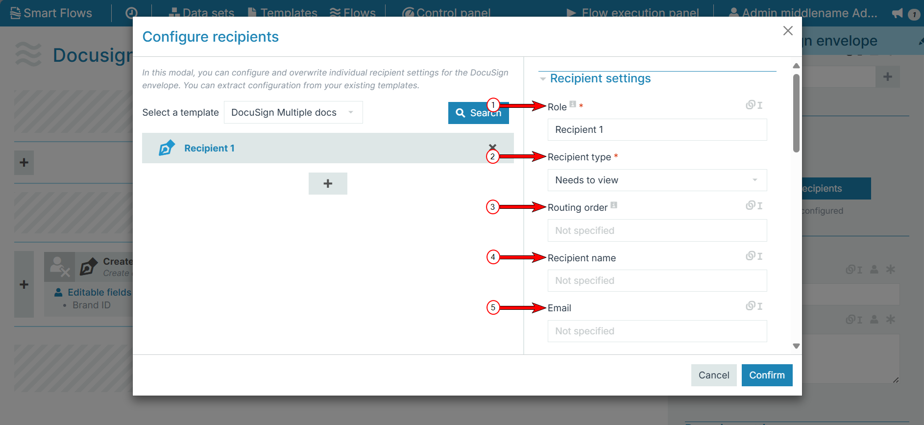 recipient settings-ade