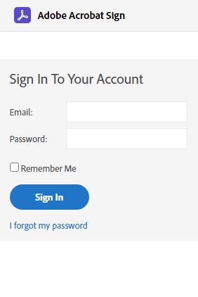 Adobe Acrobat Sign-in page