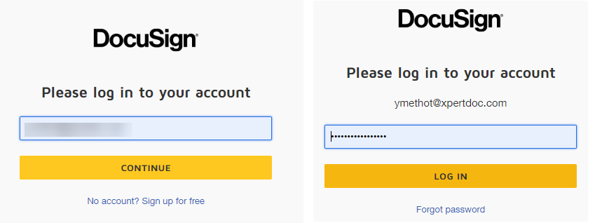 DocuSign authentication portal