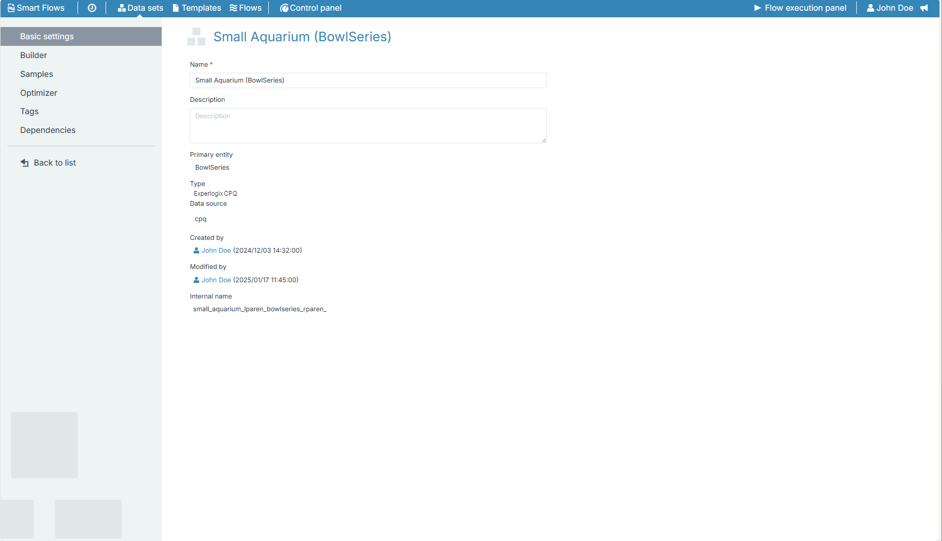 Experlogix CPQ Basic settings parameters