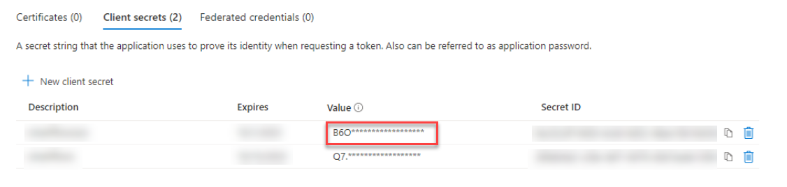 Client Secret Value