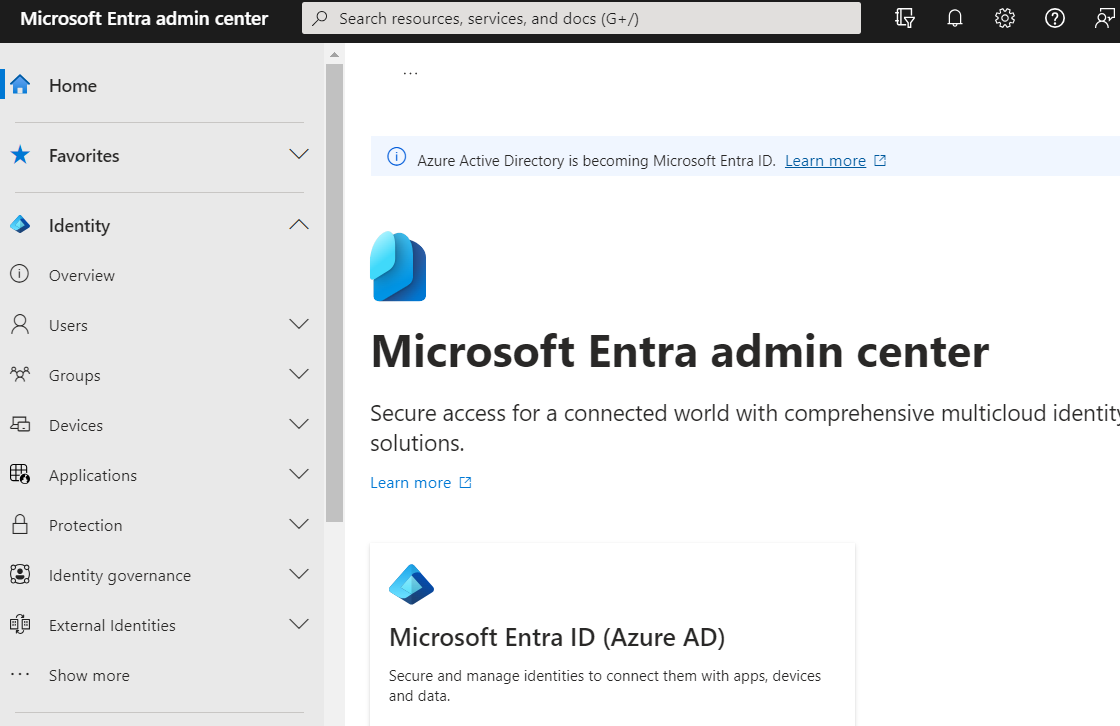 Microsoft Entra Admin Center