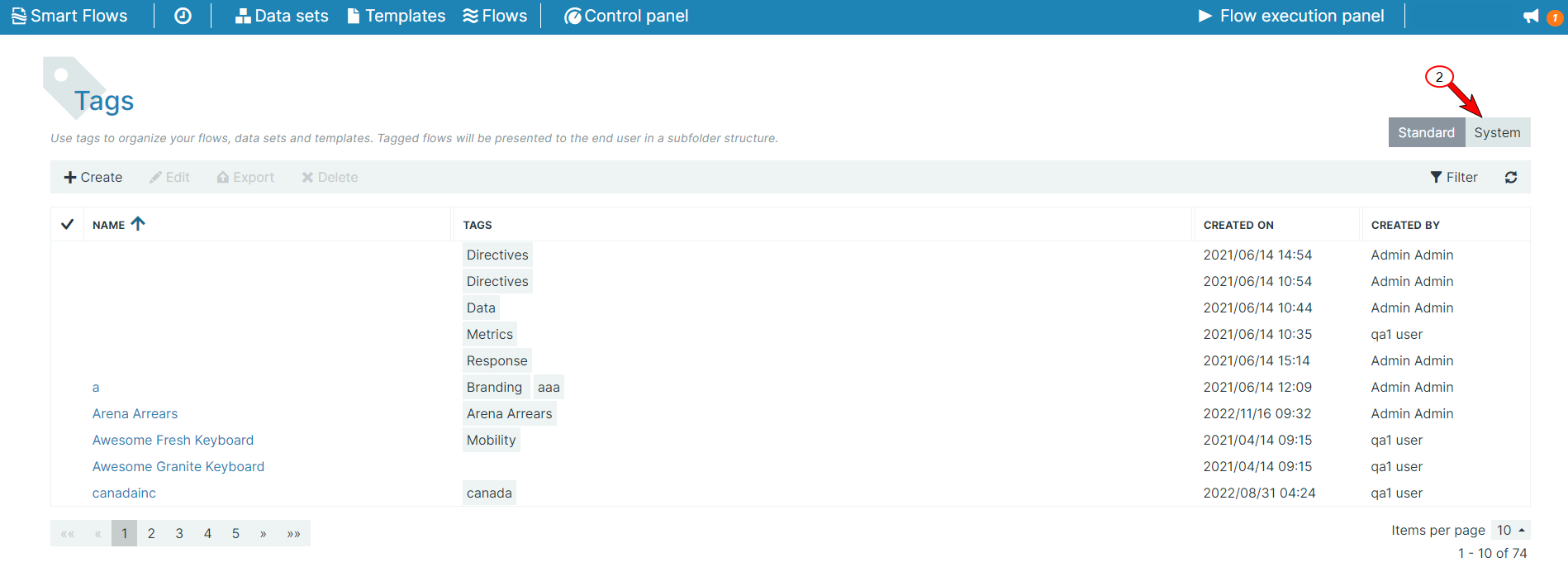 Switching to System Tags