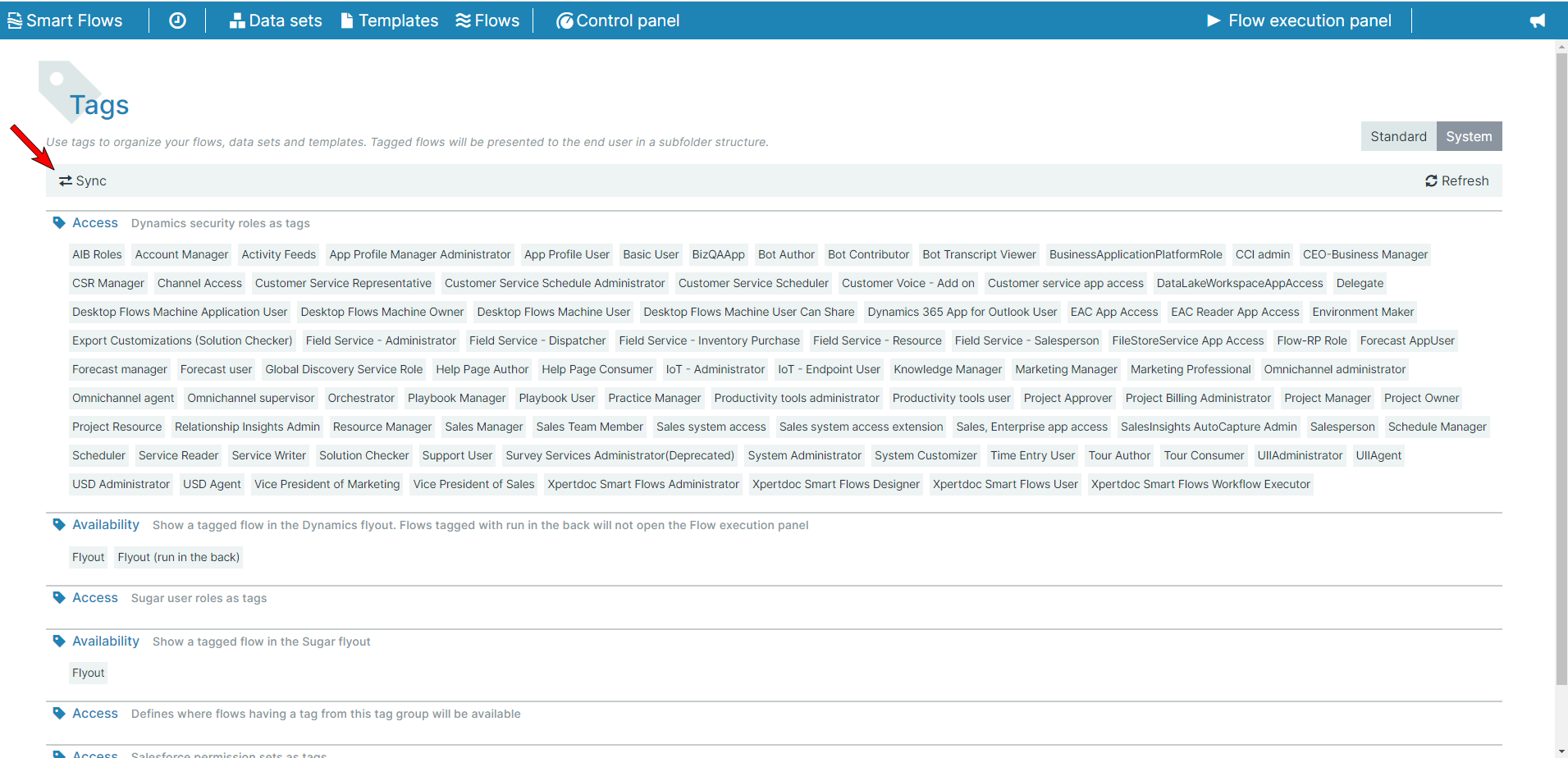 System Tag view