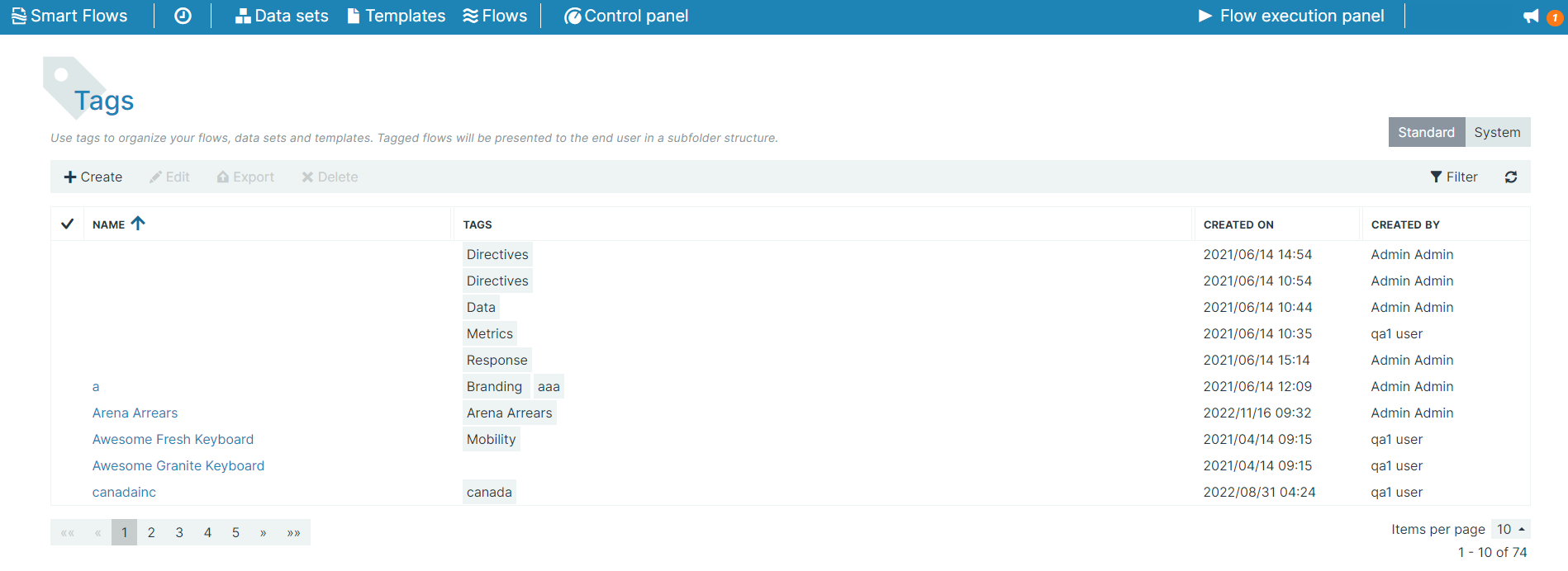 Tags List View