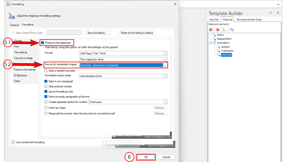 Formatting settings